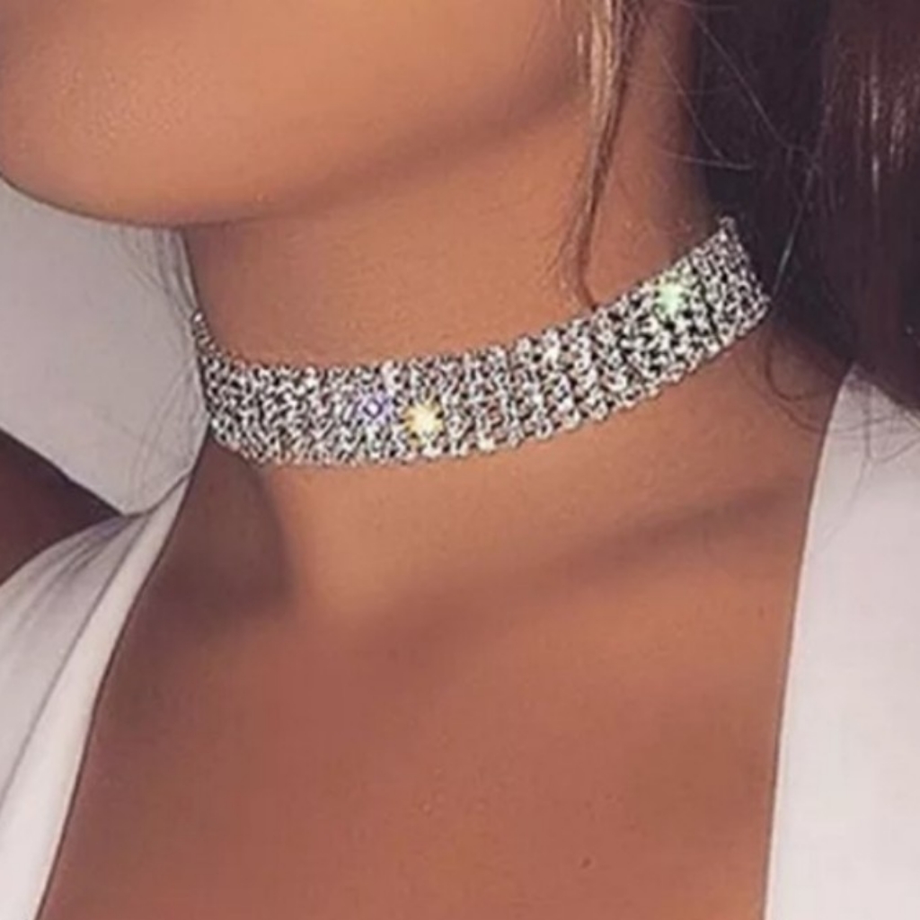 New Australian Crystal Silver Choker Necklace